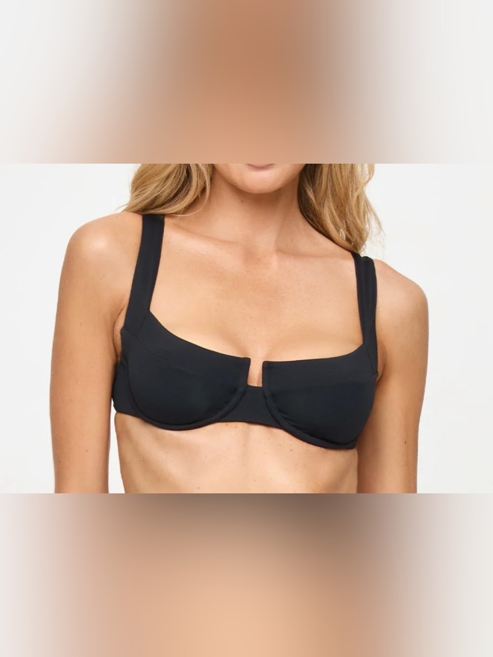 l*space Black Underwire  Mako Square-Neck Bikini Top, Size M, MSRP $119